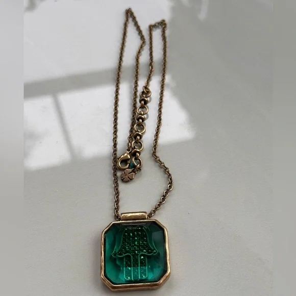 Reversible Crystal Hamsa Pendant Necklace-Emerald Green-Lucky Brand - Picture 9 of 9